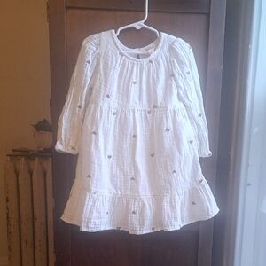 Cat & Jack Girls 4T Winter White Heart Tiered Lined Gauzy Dress